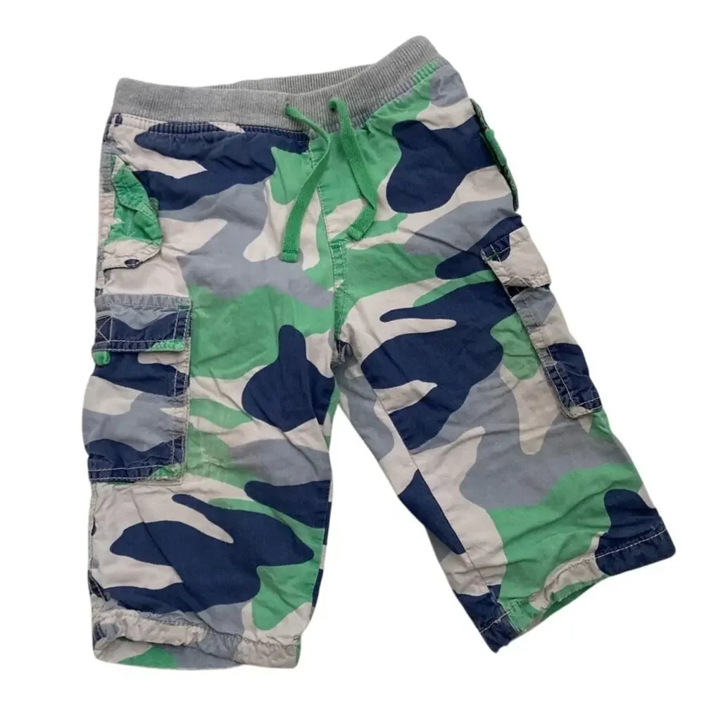Baby Boden Jersey Lined Camo Cargo Pants - Blue Green Grey - 12-18M